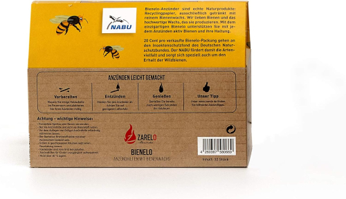 ZARELO Bienelo barbecue and fireplace lighter made from pure beeswax x 3 packs