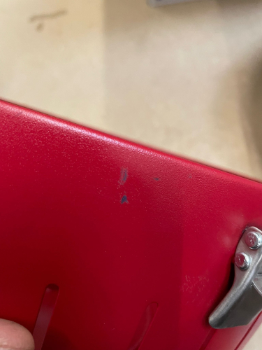 Preview: LotusGrill Classic Feuerrot - B-Ware gebraucht mit Lackkratzer und Delle ohne Tasche, 200ml Brennpaste und 2,5kg Kohle - NR 65