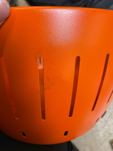 LotusGrill Small Mandarinenorange - B-Ware gebraucht mit Markierung und Lackflecken inkl. Tasche, 200ml Brennpaste und 2,5kg Kohle - Nr. 68