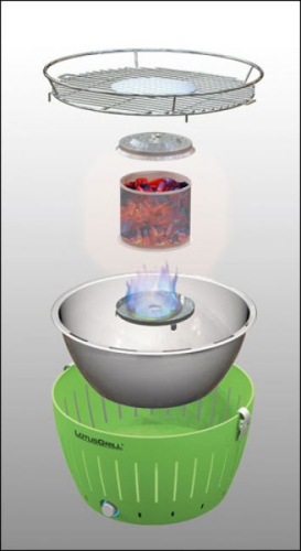 Preview: LotusGrill Classic Feuerrot - B-Ware gebraucht mit Delle ohne Tasche, 200ml Brennpaste und 2,5kg Kohle - NR 60