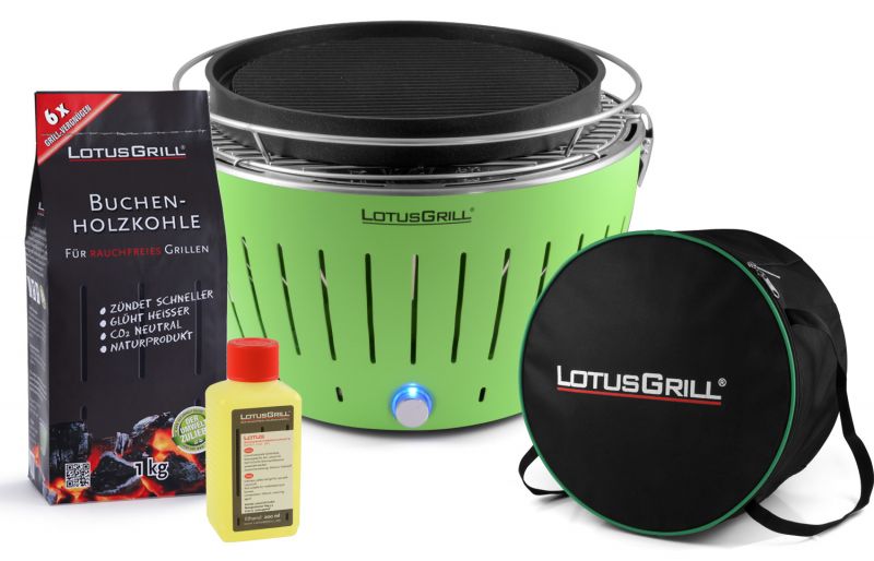 Grillkohle, inkl. Limettengrün und online Lotusgrill Brennpaste \